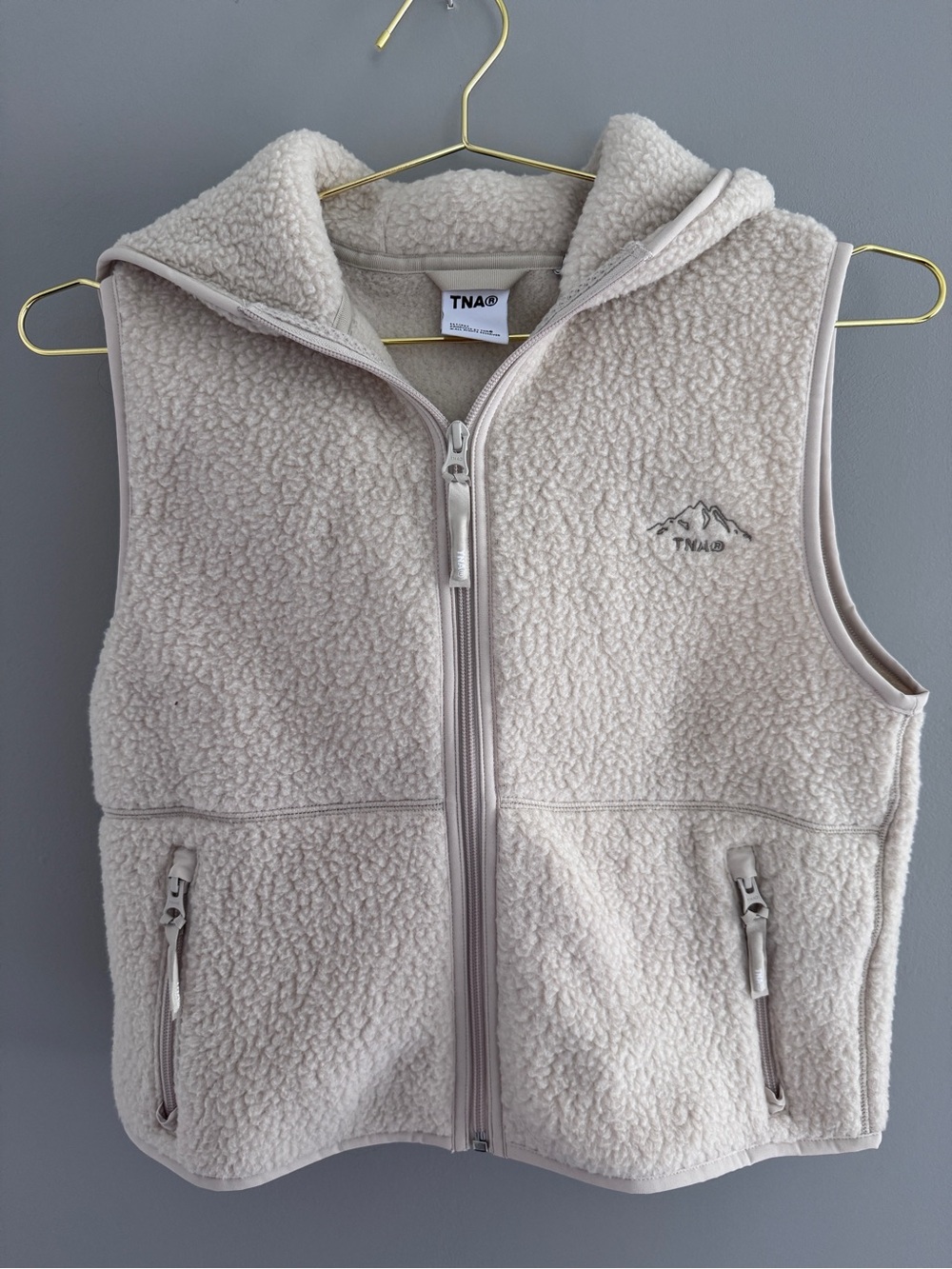 Aritzia TNA Sherpa Hooded Zip Vest